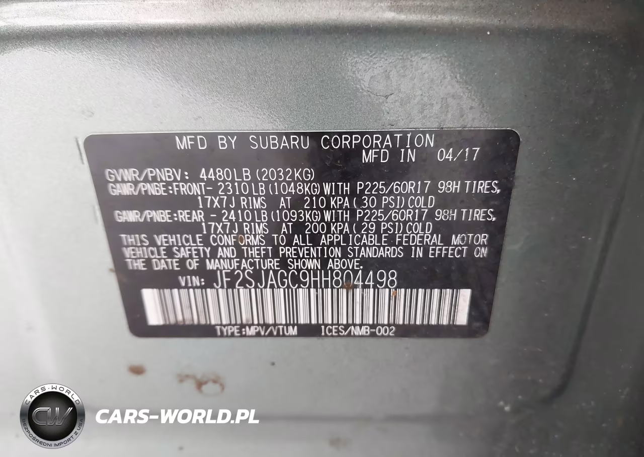 2017 Subaru Forester 2.5I Premium VIN:JF2SJAGC9HH804498 - 9