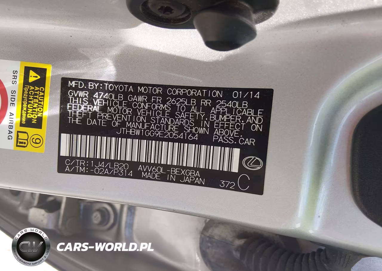 2014 Lexus Es 300H VIN:JTHBW1GG9E2054164 - 9