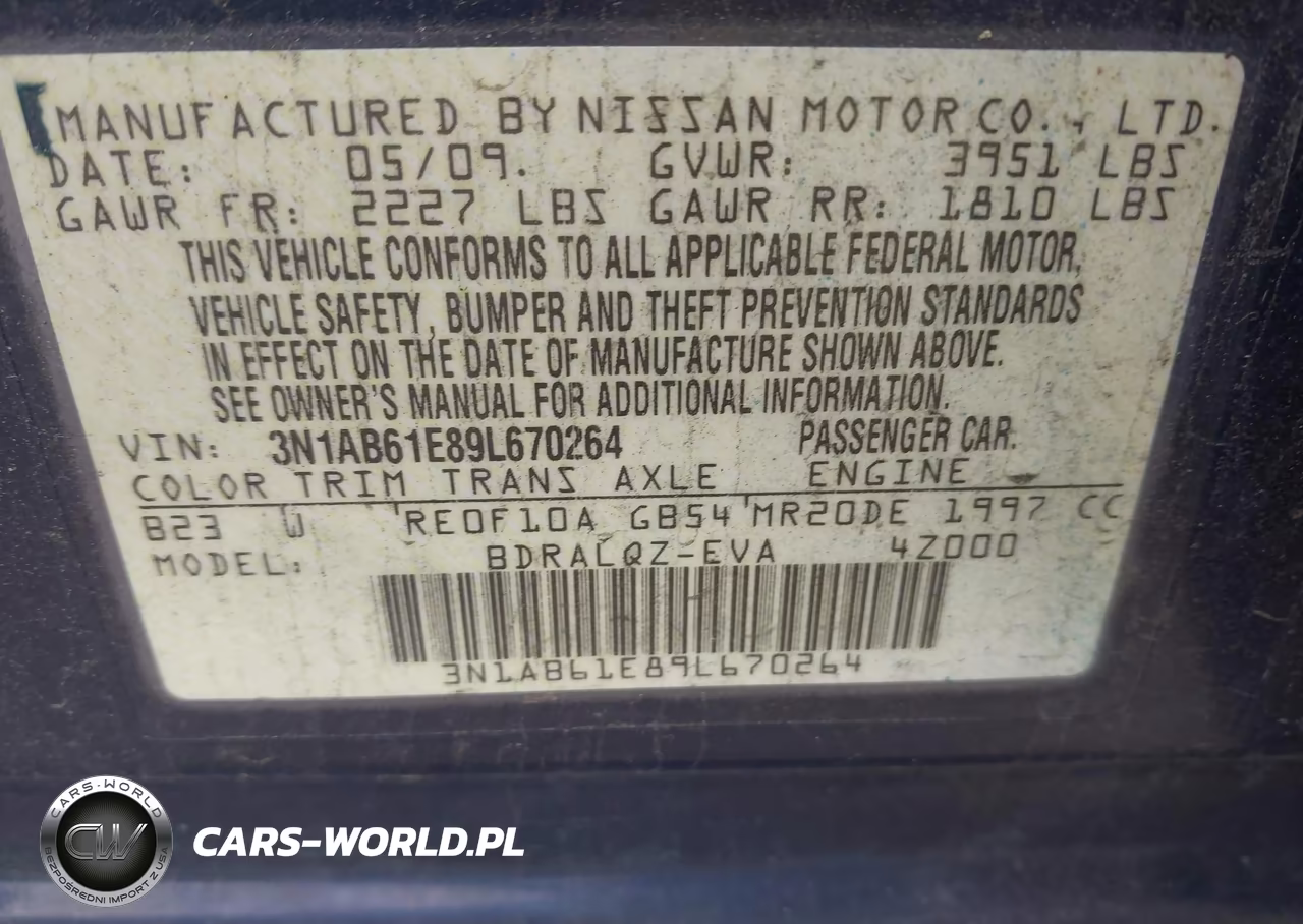 2009 Nissan Sentra 2.0 VIN:3N1AB61E89L670264 - 9