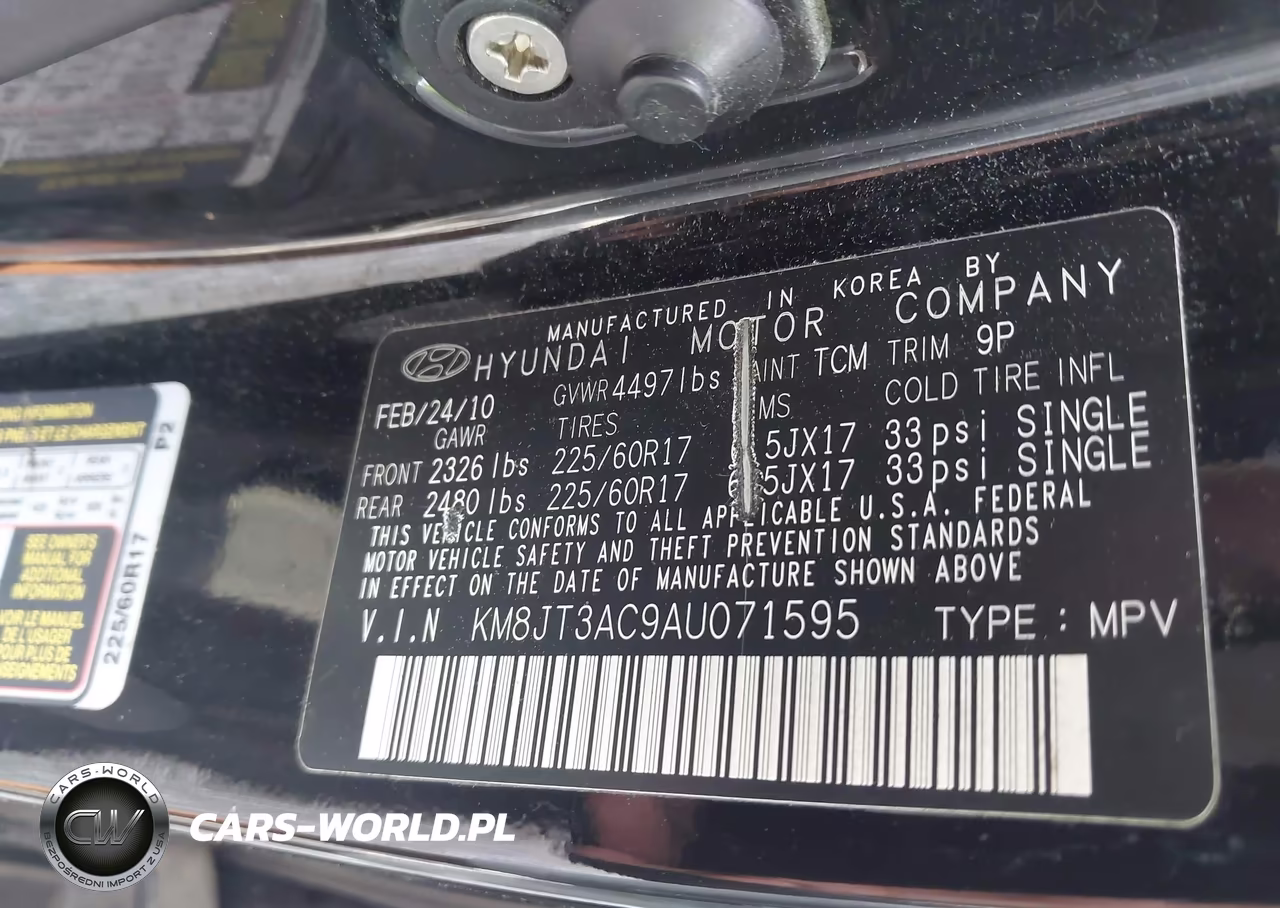 2010 Hyundai Tucson Gls VIN:KM8JT3AC9AU071595 - 9