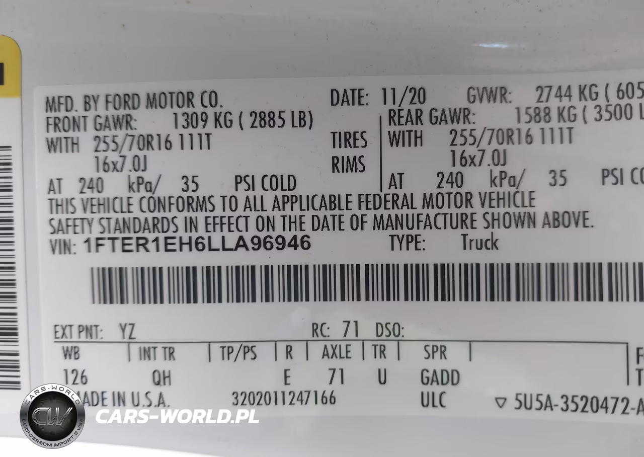 2020 Ford Ranger Xl VIN:1FTER1EH6LLA96946 - 9