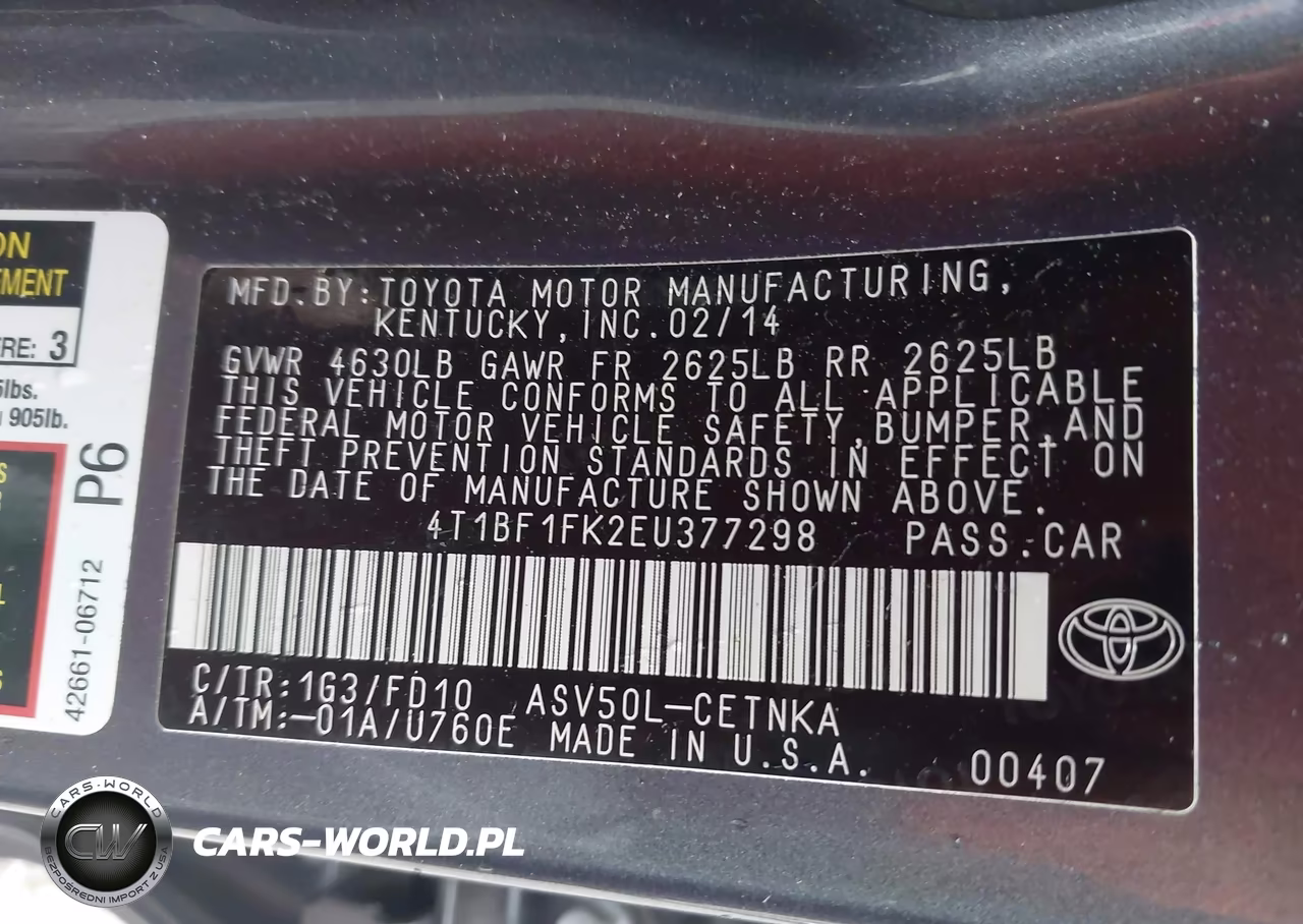 2014 Toyota Camry Le VIN:4T1BF1FK2EU377298 - 9