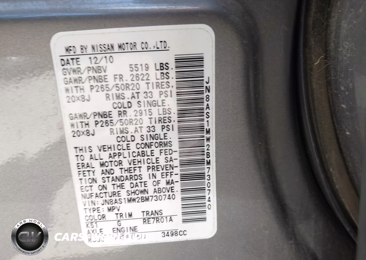 2011 Infiniti Fx35 VIN:JN8AS1MW2BM730740 - 9