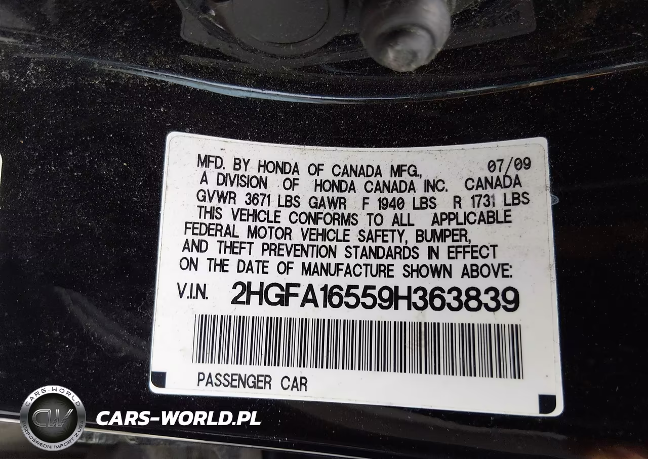 2009 Honda Civic Lx VIN:2HGFA16559H363839 - 9