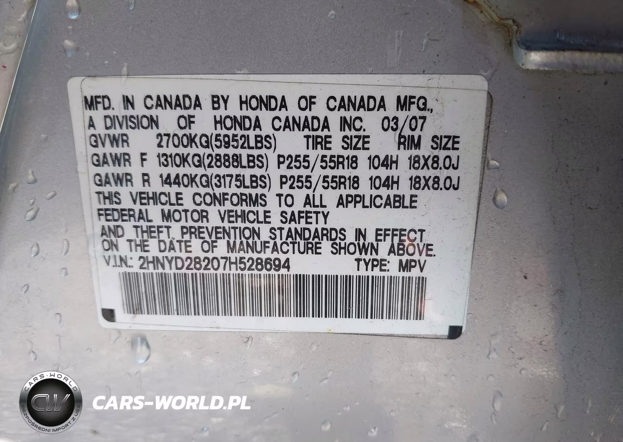2007 Acura Mdx VIN:2HNYD28207H528694 - 9