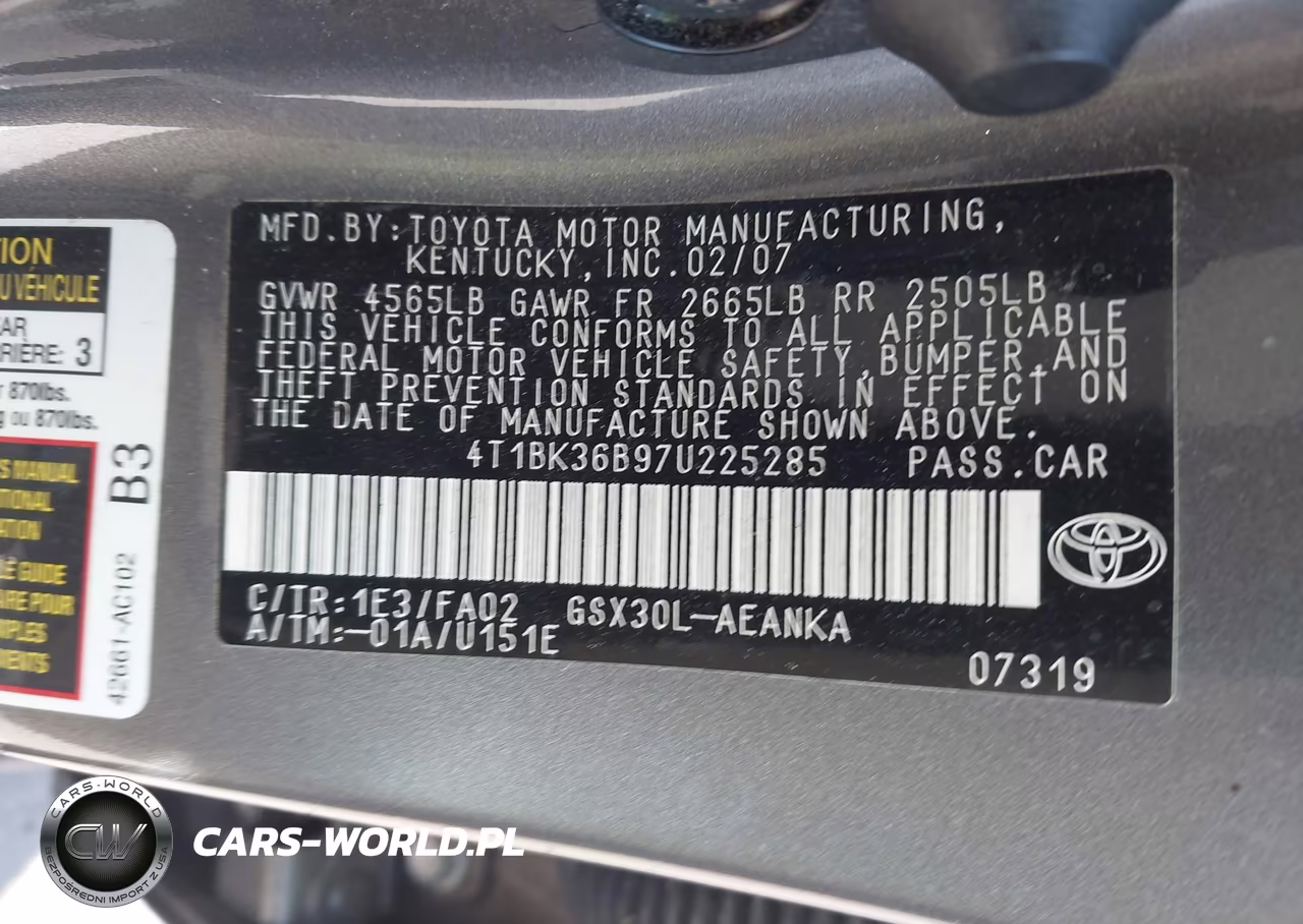 2007 Toyota Avalon Xl VIN:4T1BK36B97U225285 - 9
