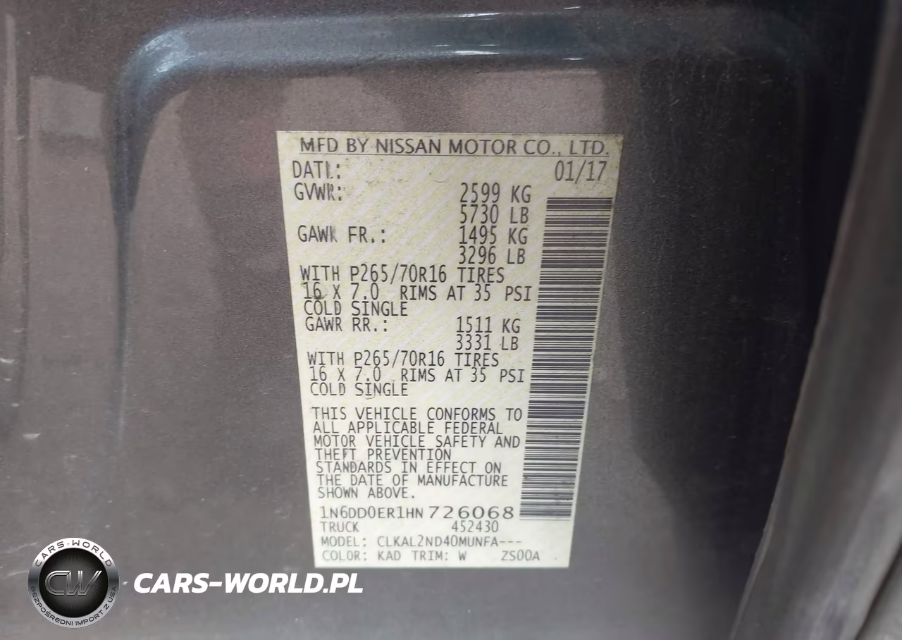 2017 Nissan Frontier Sv VIN:1N6DD0ER1HN726068 - 9
