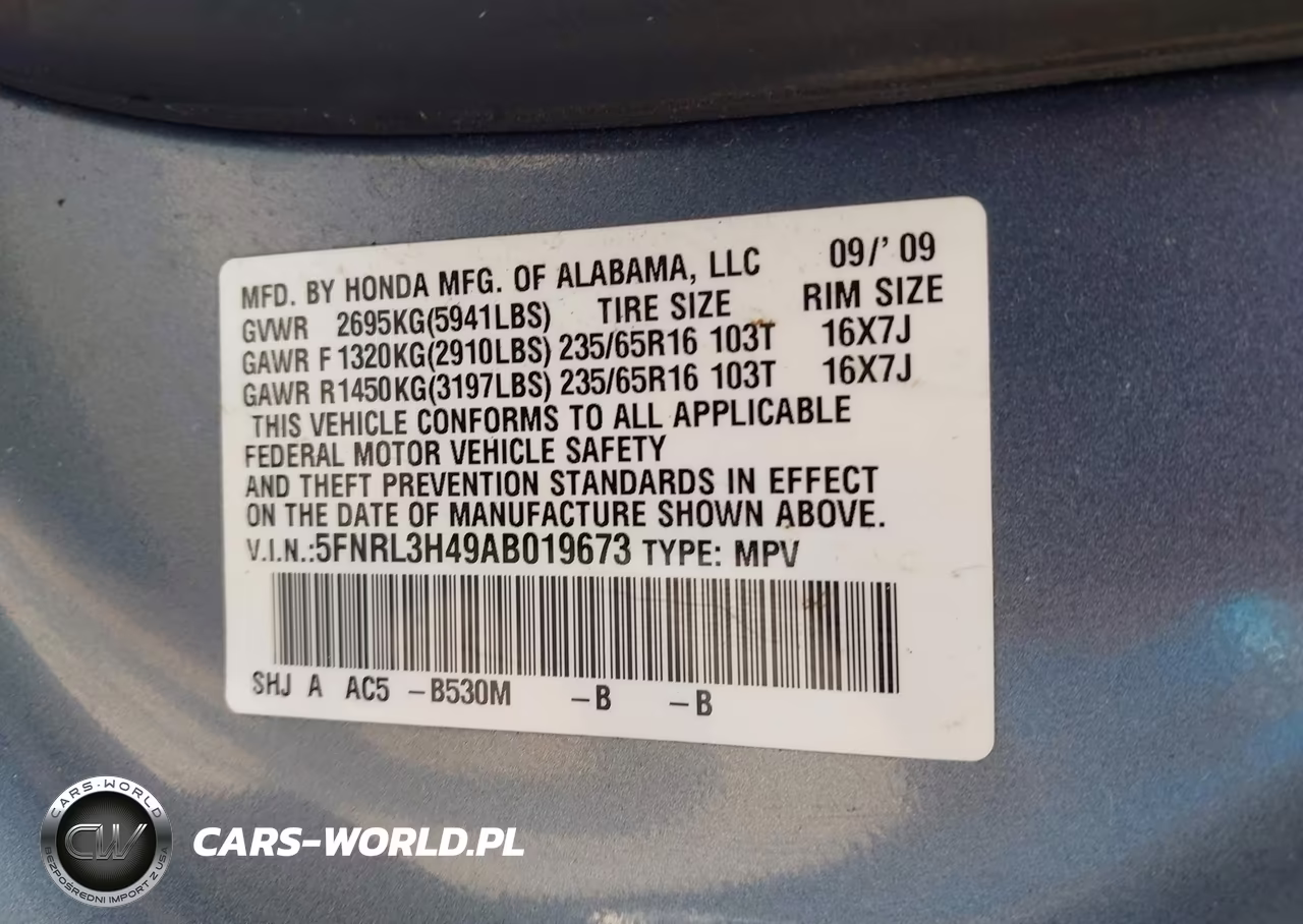 2010 Honda Odyssey Ex VIN:5FNRL3H49AB019673 - 9