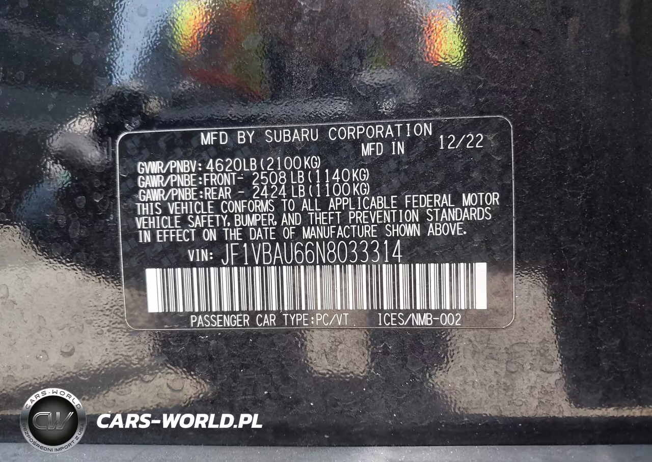2022 Subaru Wrx Gt VIN:JF1VBAU66N8033314 - 9