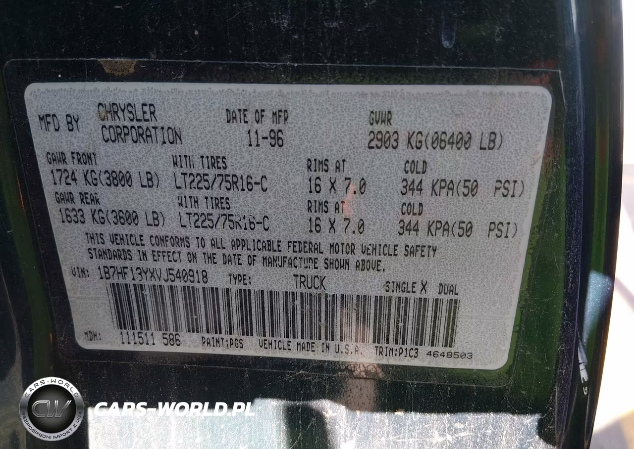 1997 Dodge Ram 1500 St VIN:1B7HF13YXVJ540918 - 9