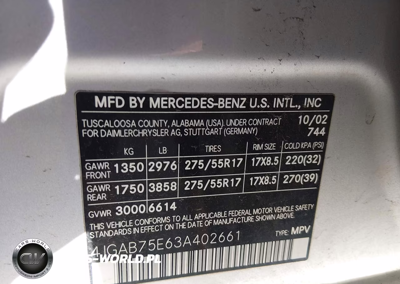 2003 Mercedes-Benz Ml 500 VIN:4JGAB75E63A402661 - 9