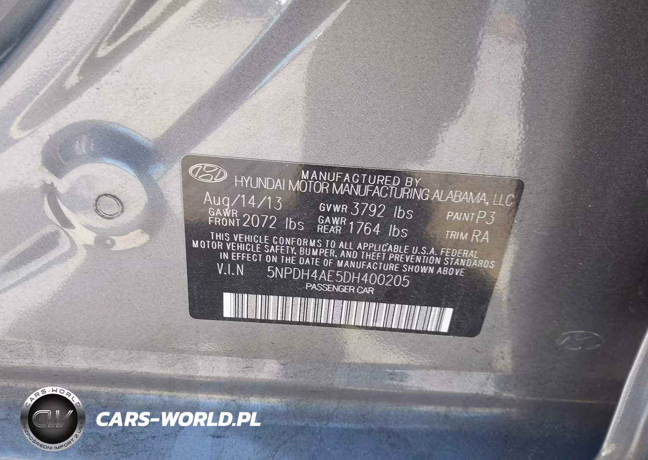 2013 Hyundai Elantra Gls VIN:5NPDH4AE5DH400205 - 9