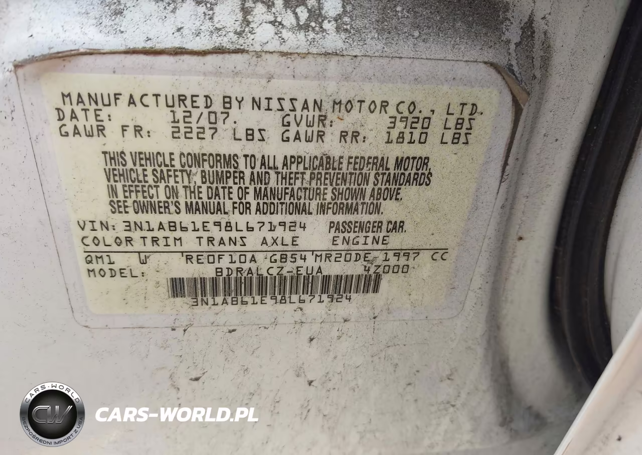 2008 Nissan Sentra 2.0 VIN:3N1AB61E98L671924 - 9