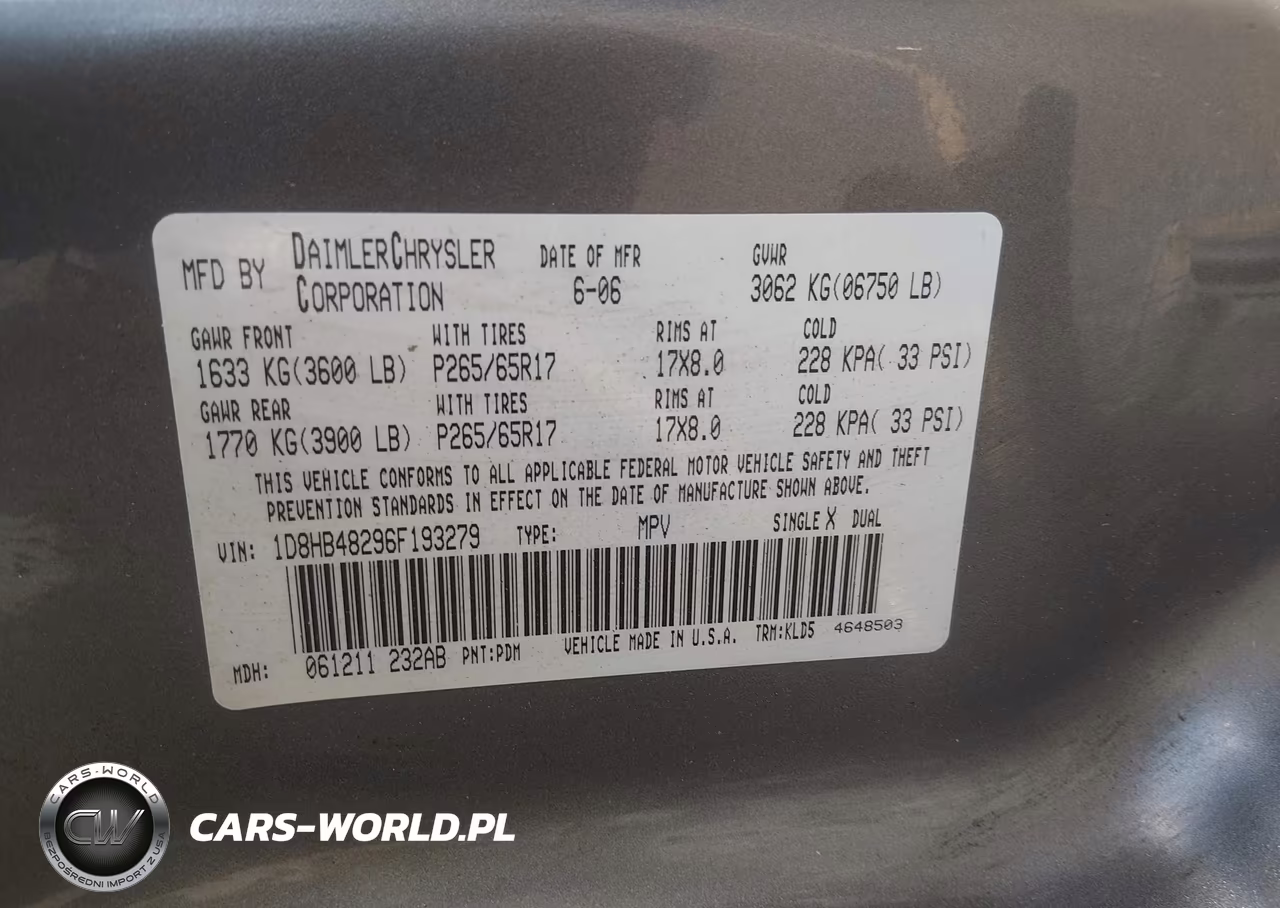 2006 Dodge Durango Slt VIN:1D8HB48296F193279 - 9