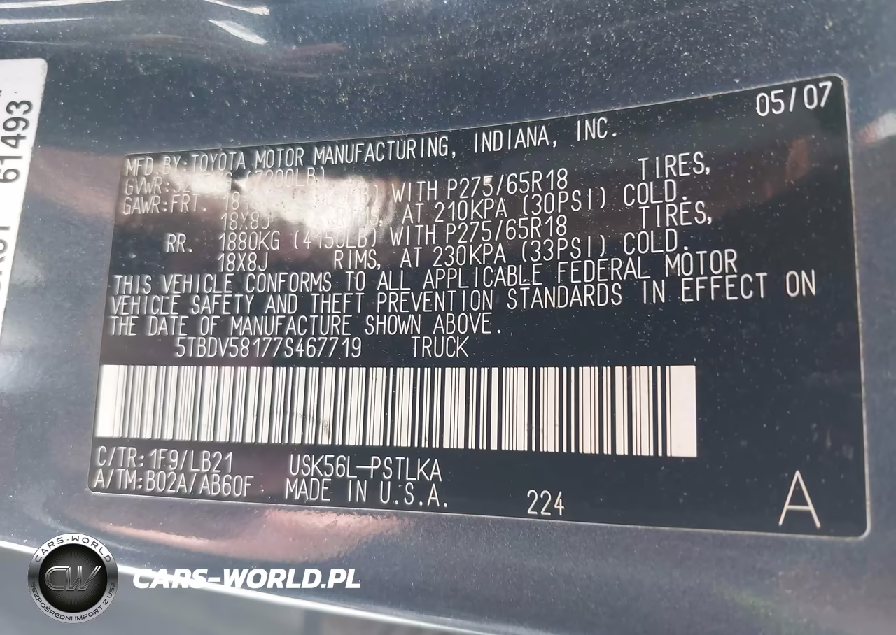 2007 Toyota Tundra Limited 5.7L V8 VIN:5TBDV58177S467719 - 9