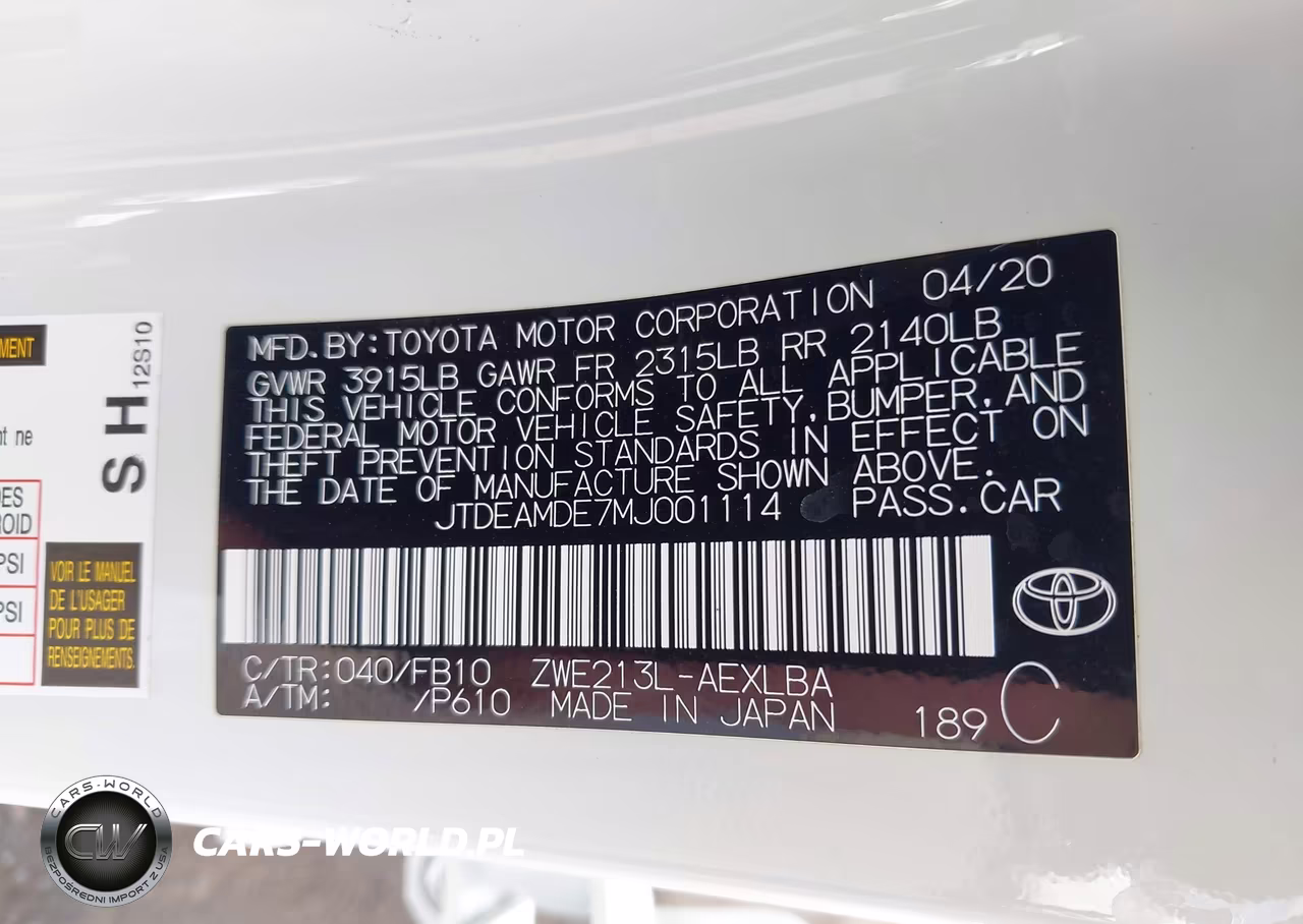 2021 Toyota Corolla Hybrid Le VIN:JTDEAMDE7MJ001114 - 9