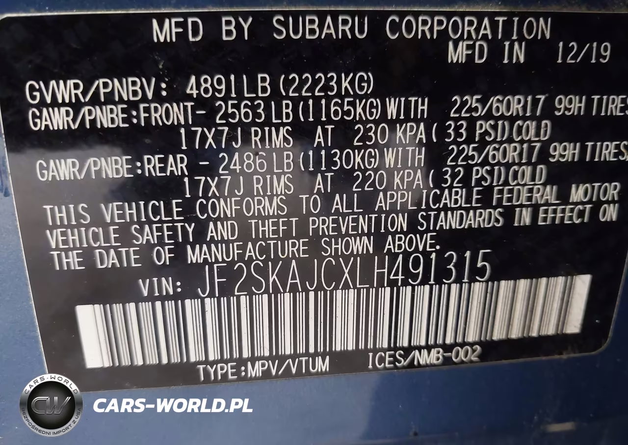 2020 Subaru Forester Premium VIN:JF2SKAJCXLH491315 - 9
