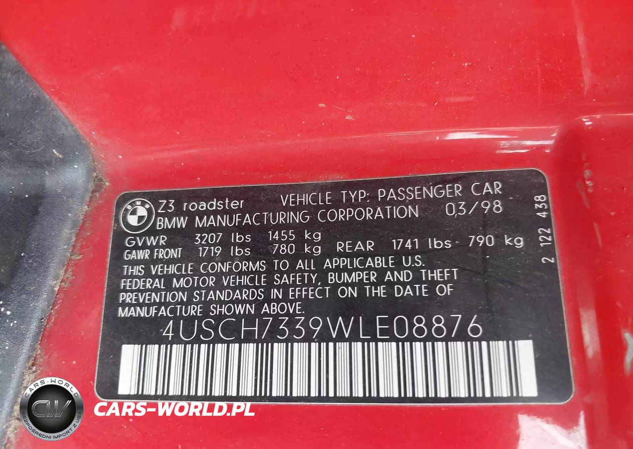 1998 BMW Z3 1.9 VIN:4USCH7339WLE08876 - 9