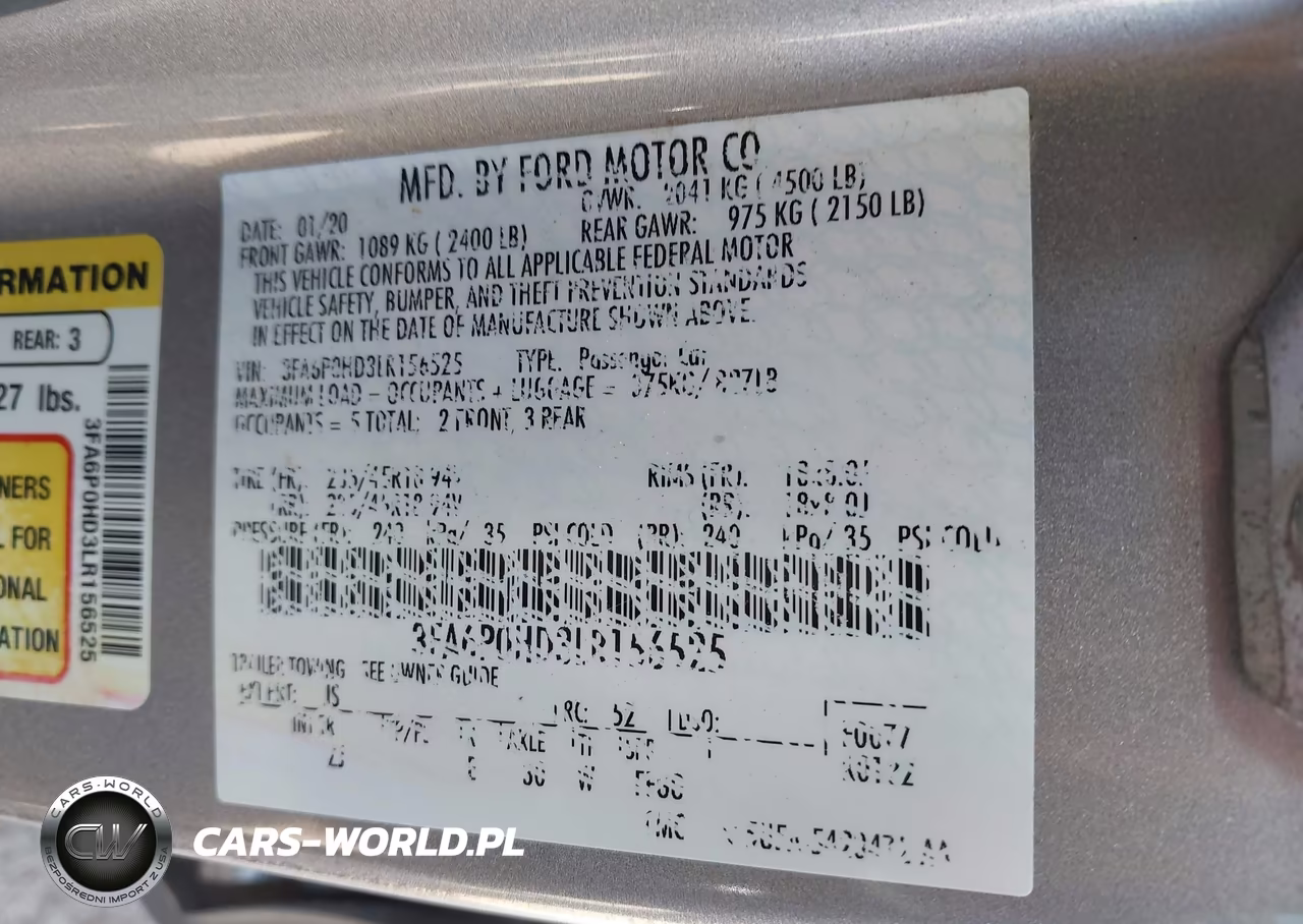 2020 Ford Fusion Se VIN:3FA6P0HD3LR156525 - 9