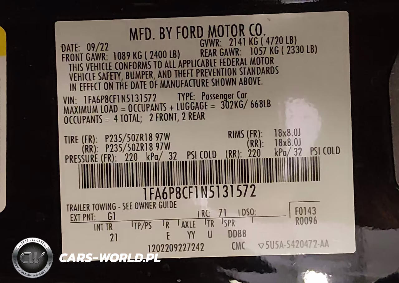 2022 Ford Mustang Gt Fastback VIN:1FA6P8CF1N5131572 - 9
