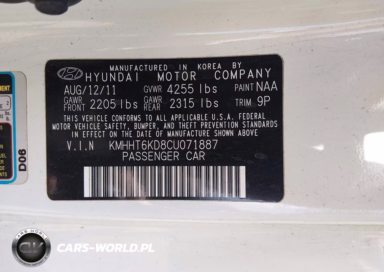 2012 Hyundai Genesis 2.0T VIN:KMHHT6KD8CU071887 - 9