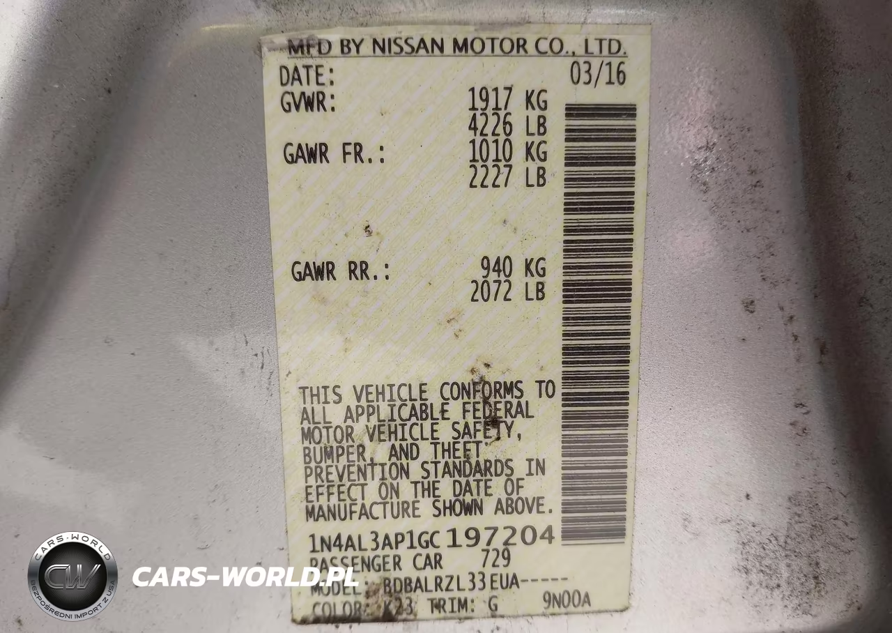 2016 Nissan Altima 2.5 Sl VIN:1N4AL3AP1GC197204 - 9