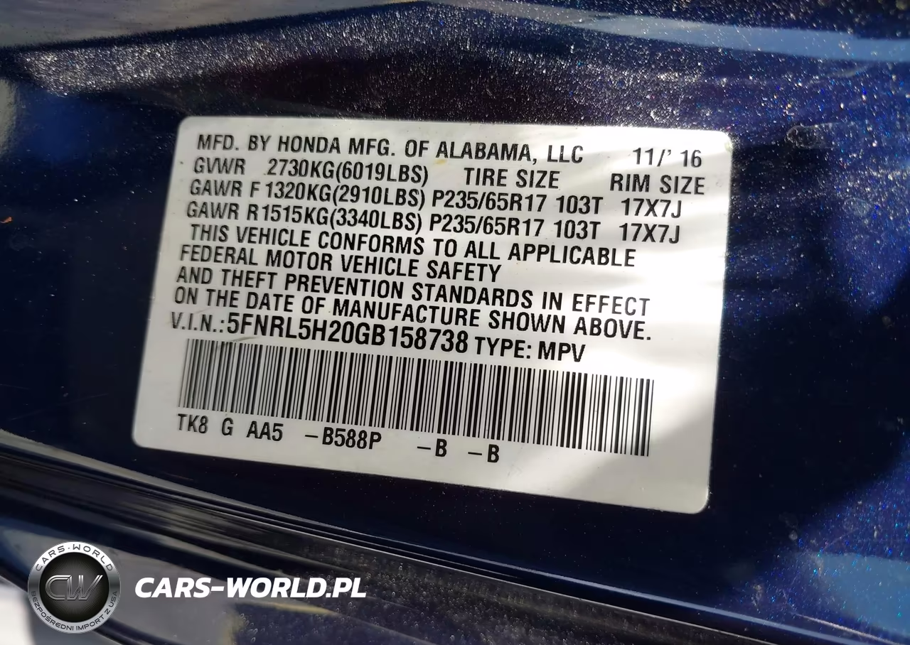2016 Honda Odyssey Lx VIN:5FNRL5H20GB158738 - 9