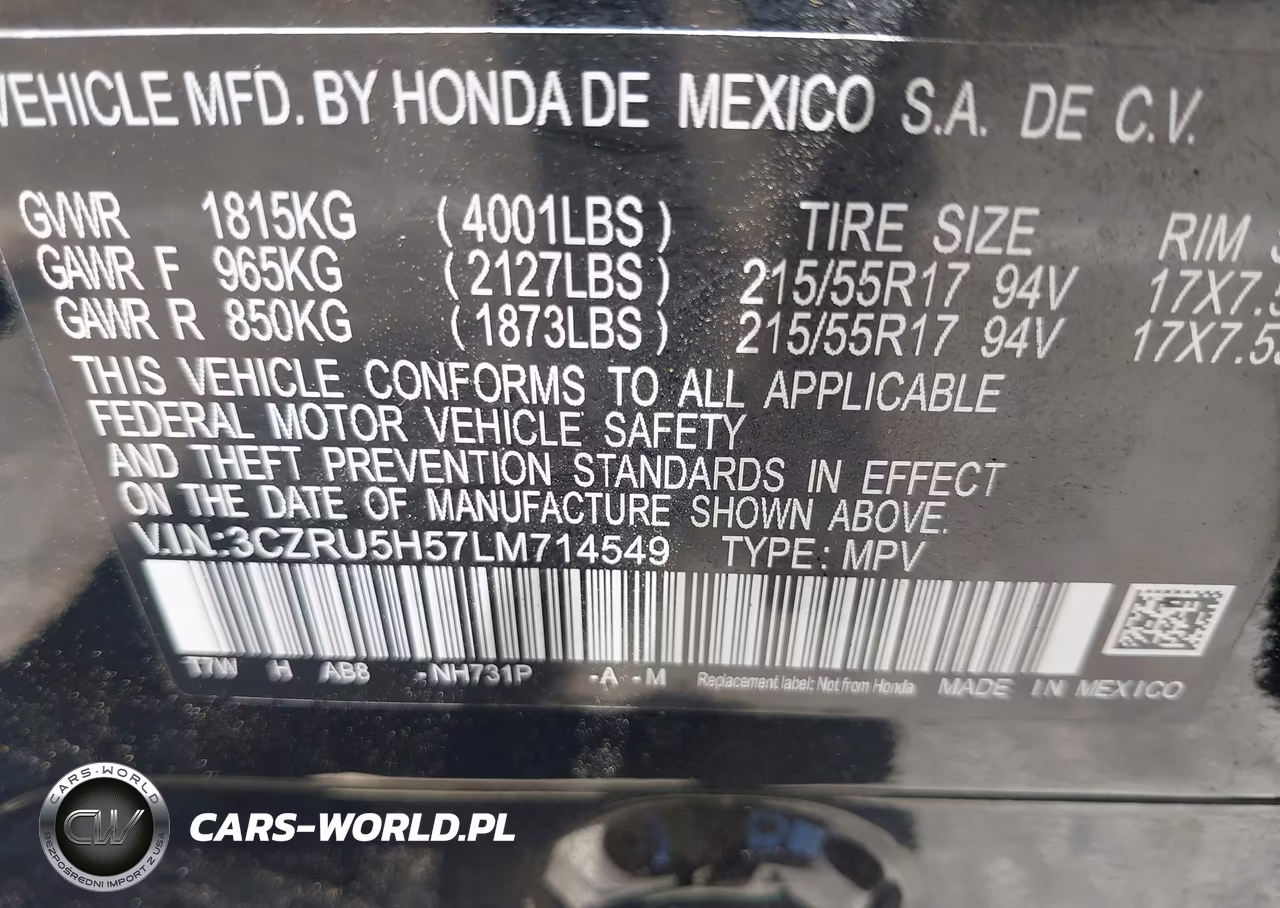 2020 Honda Hr-V 2Wd Ex VIN:3CZRU5H57LM714549 - 9