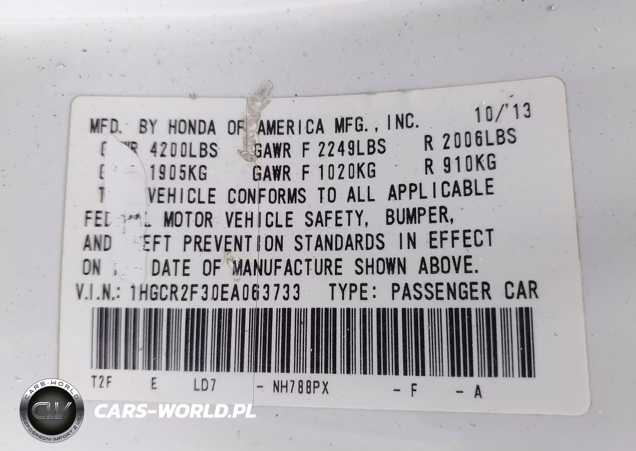 2014 Honda Accord Lx VIN:1HGCR2F30EA063733 - 9