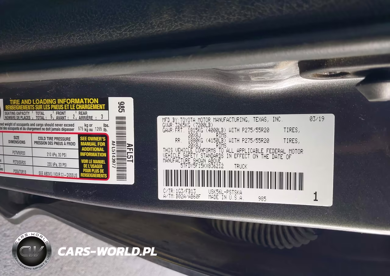 2019 Toyota Tundra Sr5 5.7L V8 VIN:5TFDY5F15KX836212 - 9