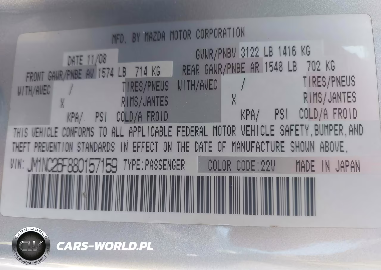 2008 Mazda Mx-5 Grand Touring VIN:JM1NC26F880157159 - 9