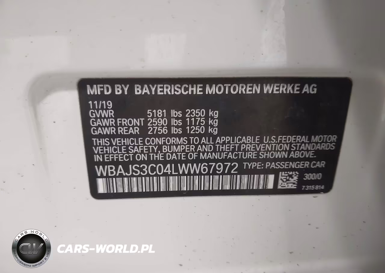 2020 BMW 540I xDrive VIN:WBAJS3C04LWW67972 - 9