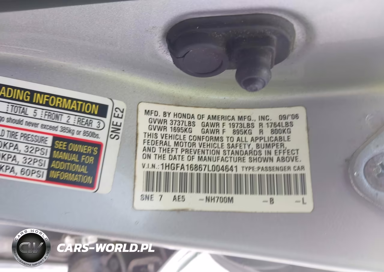 2007 Honda Civic Ex VIN:1HGFA16867L004641 - 9