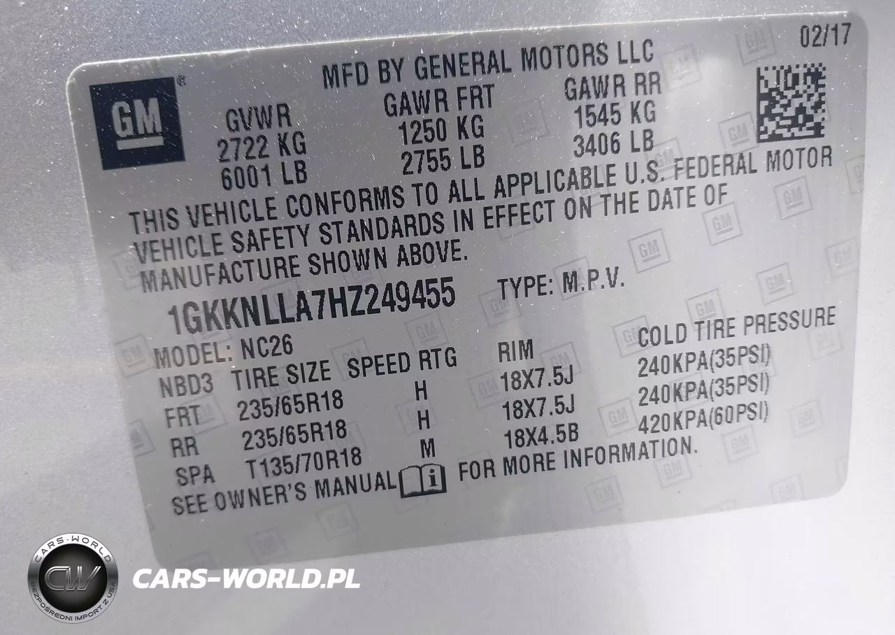 2017 GMC Acadia Sle-2 VIN:1GKKNLLA7HZ249455 - 9