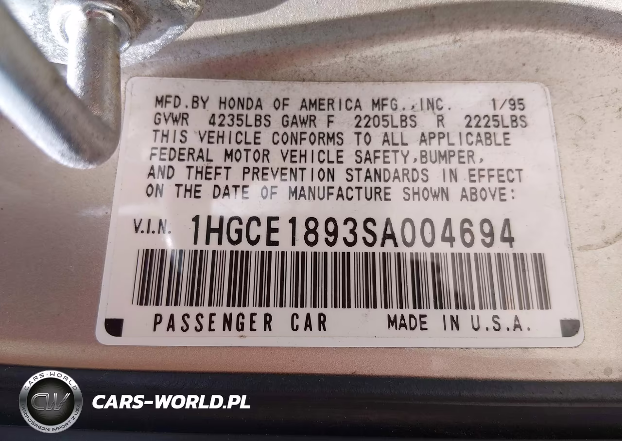 1995 Honda Accord Ex VIN:1HGCE1893SA004694 - 9