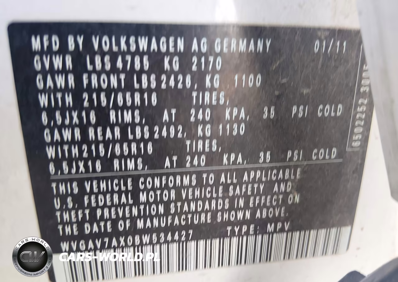 2011 Volkswagen Tiguan S VIN:WVGAV7AX0BW534427 - 9