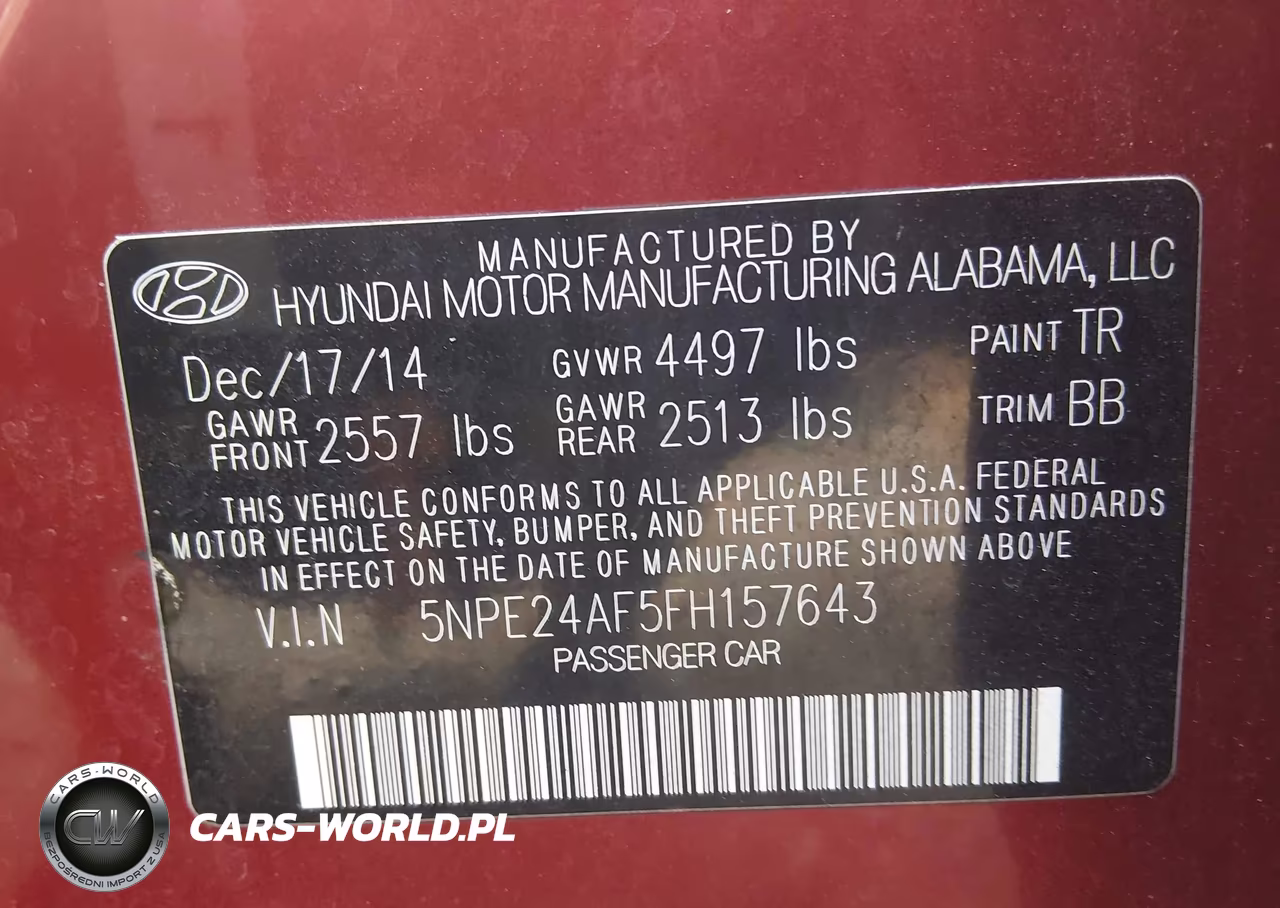 2015 Hyundai Sonata Se VIN:5NPE24AF5FH157643 - 9