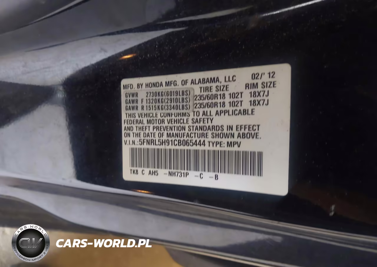 2012 Honda Odyssey Touring-Touring Elite VIN:5FNRL5H91CB065444 - 9