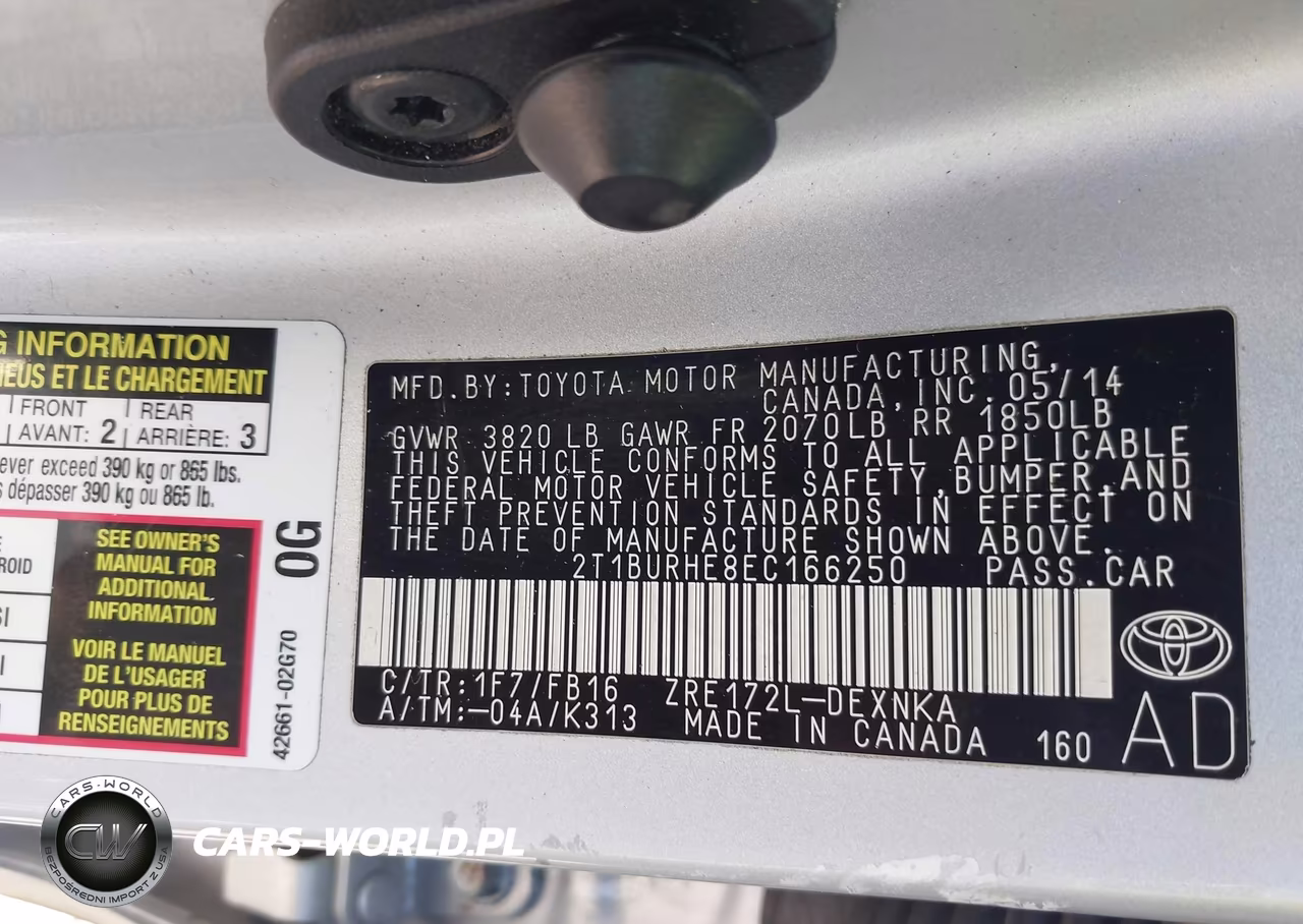 2014 Toyota Corolla L VIN:2T1BURHE8EC166250 - 9