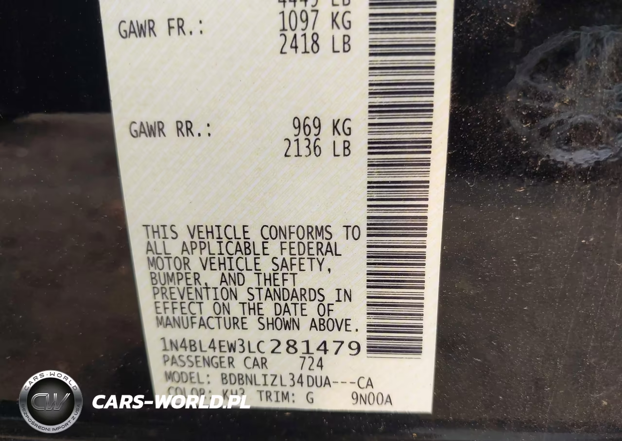 2020 Nissan Altima Sl Intelligent Awd VIN:1N4BL4EW3LC281479 - 9