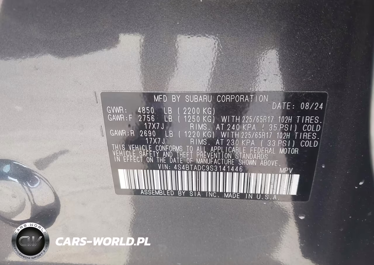 2025 Subaru Outback Premium VIN:4S4BTADC9S3141446 - 9