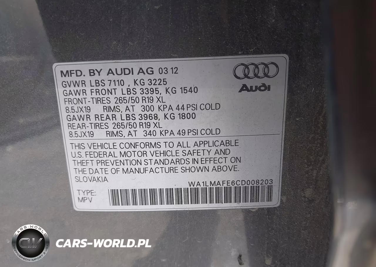 2012 Audi Q7 3.0 Tdi Premium VIN:WA1LMAFE6CD008203 - 9