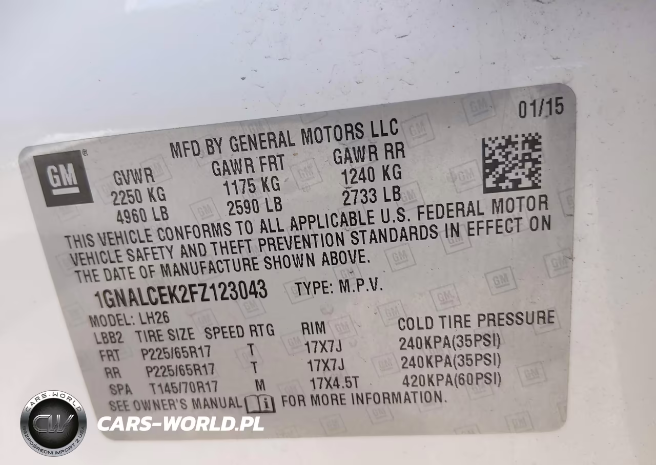 2015 Chevrolet Equinox Lt VIN:1GNALCEK2FZ123043 - 9