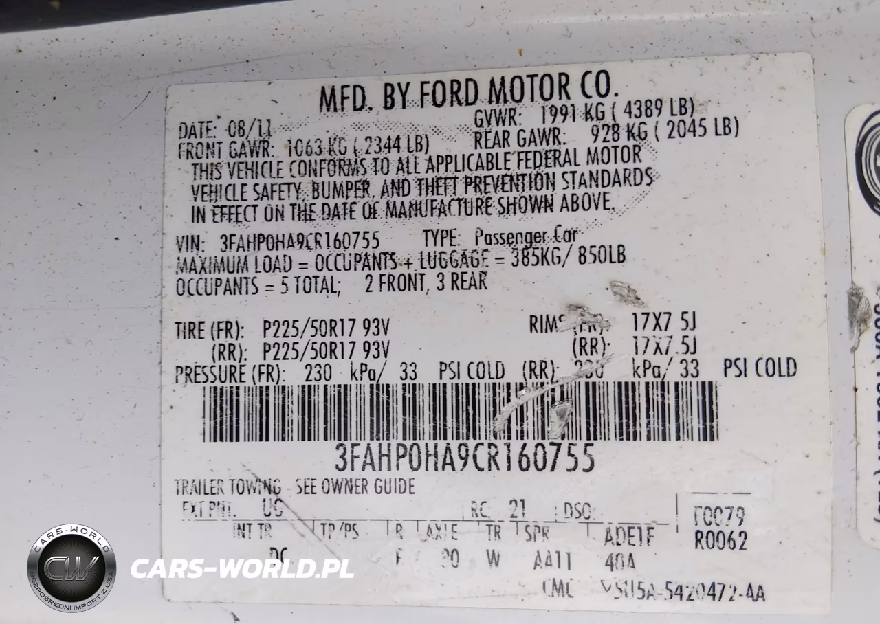 2012 Ford Fusion Se VIN:3FAHP0HA9CR160755 - 9