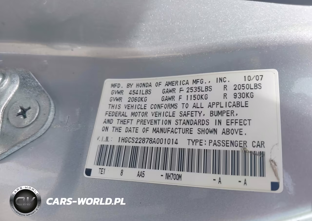 2008 Honda Accord 3.5 Ex-L VIN:1HGCS22878A001014 - 9