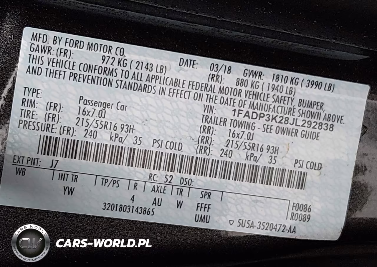 2018 Ford Focus Se VIN:1FADP3K28JL292838 - 9
