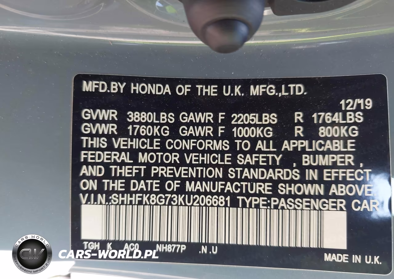 2019 Honda Civic Type R Touring VIN:SHHFK8G73KU206681 - 9