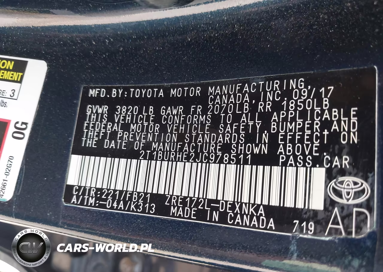 2018 Toyota Corolla Le VIN:2T1BURHE2JC978511 - 9