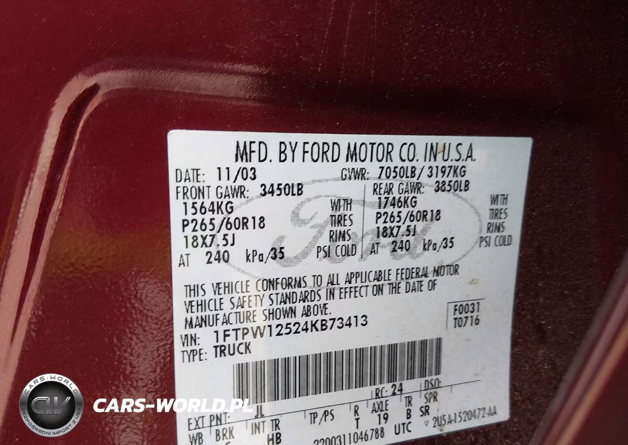 2004 Ford F-150 Lariat-Xlt VIN:1FTPW12524KB73413 - 9