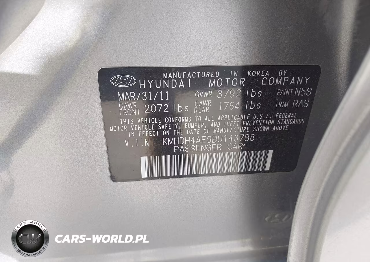 2011 Hyundai Elantra Gls (Ulsan Plant) VIN:KMHDH4AE9BU143788 - 9